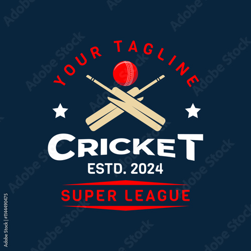 Cricket logo vector isolated. Cricket logo with shield background vector design