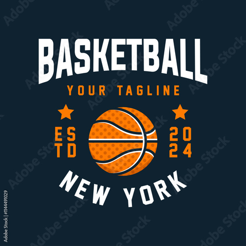 Basketball vintage logo vector isolated. Basketball logo with shield background vector design