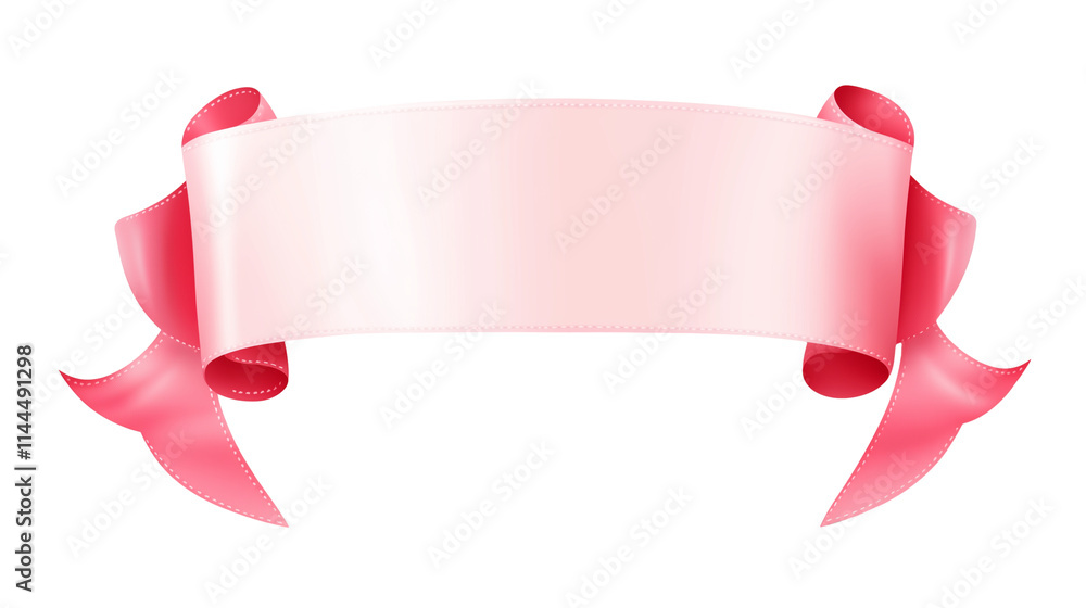 Pastel pink banner with soft gradients isolated on transparent background, copy space for text Pastel pink banner with soft gradients isolated on transparent background, copy space for text