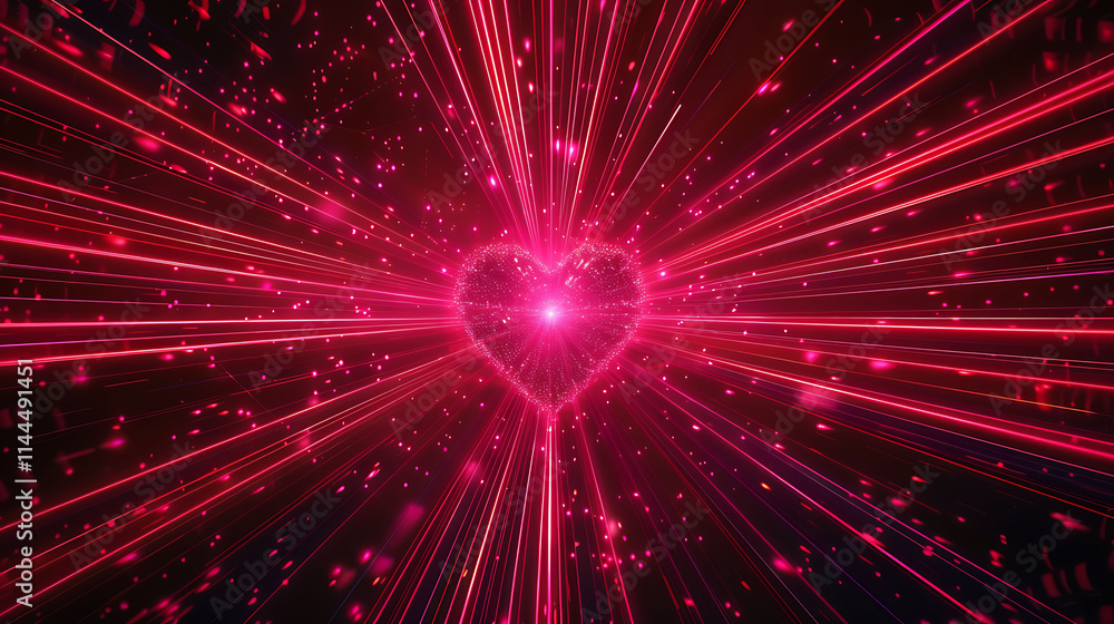 Naklejka premium Radiant Heart Explosion of Love and Energy