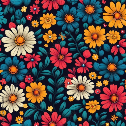 Wallpaper Mural Festive symbolic cultural fabric showcasing vibrant floral patterns Torontodigital.ca