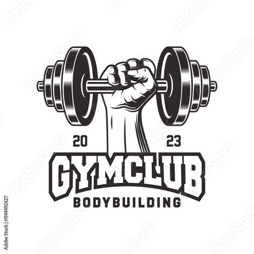Fitness Gym logo design template isolated. Vintage monochrome sport and fitness logo vector