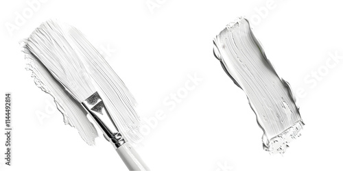 white acrylic paint brush stroke. Generative AI.