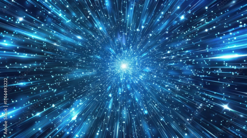 Abstract Blue Light Burst, Energy, Speed, and Technology Background. Abstract Blue Light Burst, Energy, Speed, and Technology Background.