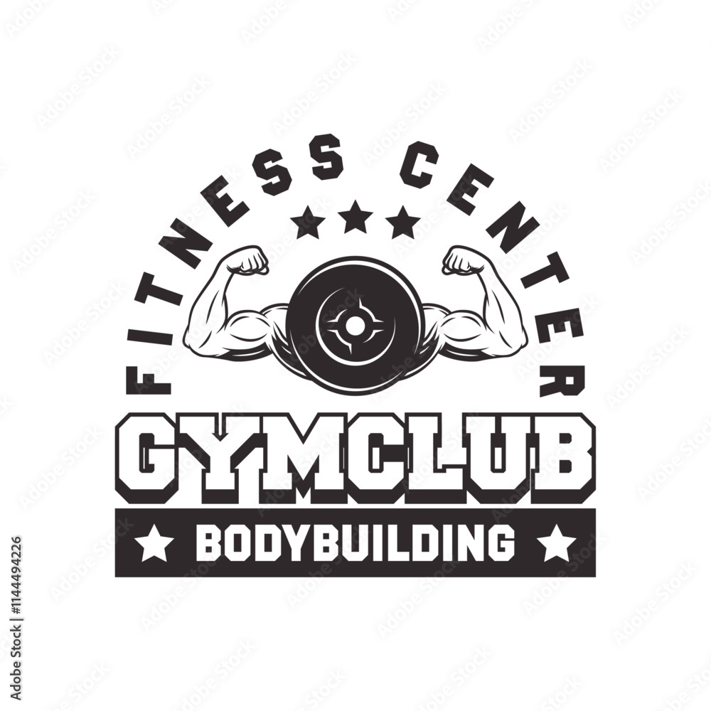 Obraz premium Fitness Gym logo design template isolated. Vintage monochrome sport and fitness logo vector