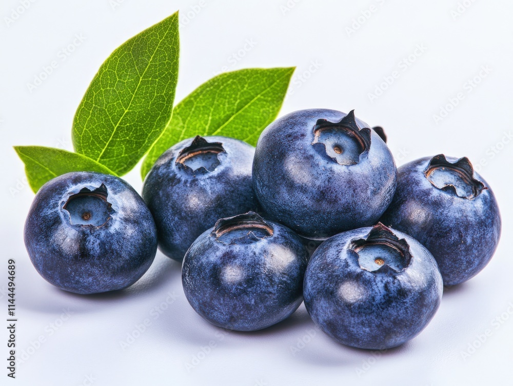 blueberries with leaves on a white background blueberries with leaves on a white background