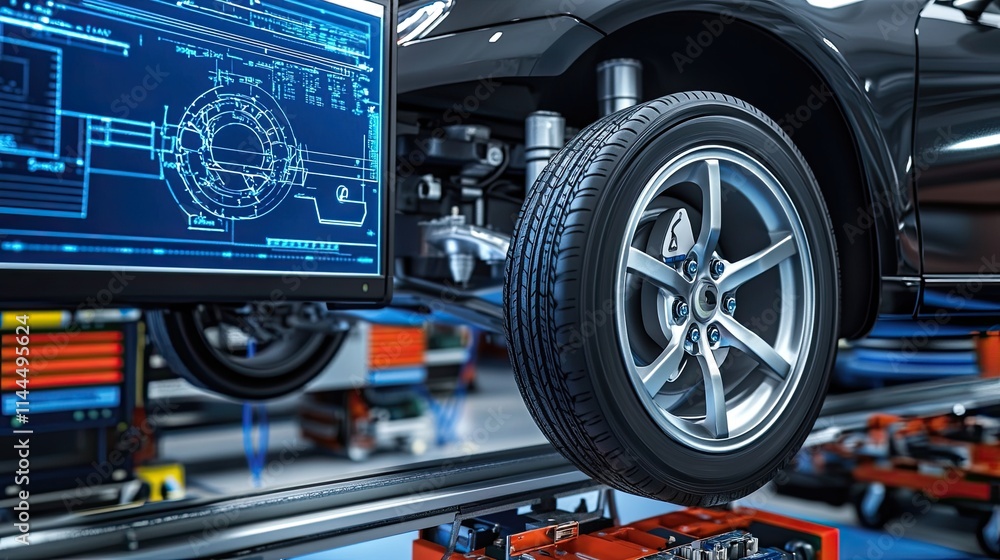 Fototapeta premium Precision Engineered: A Glimpse into the Future of Automotive Manufacturing