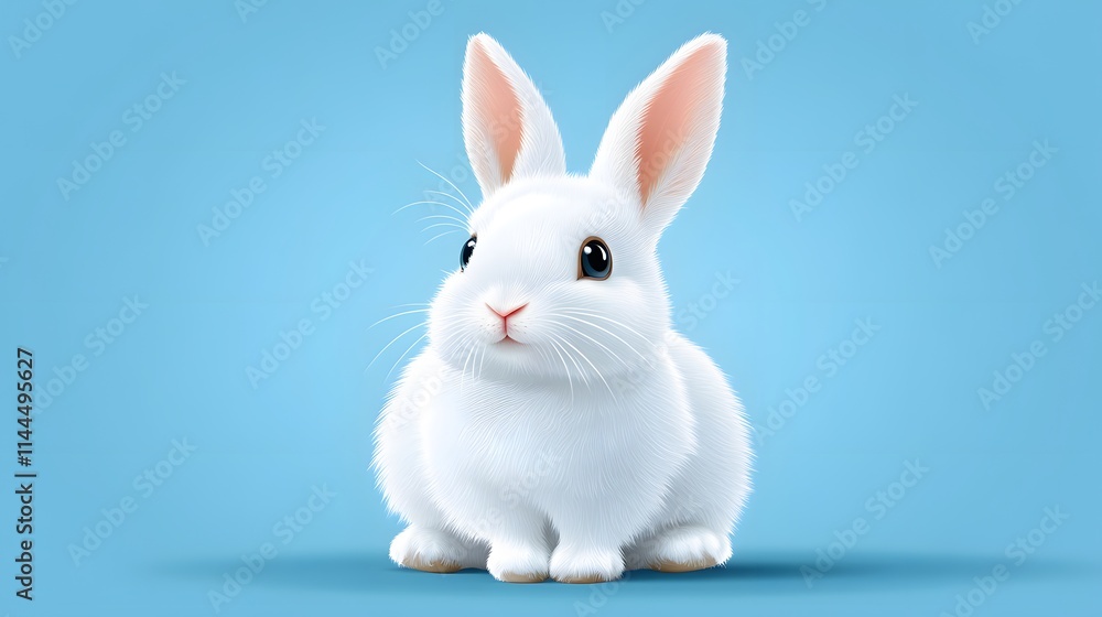 Modern Easter bunny with sleek lines and bold vibrant colors, minimalist flat vector design, contemporary style