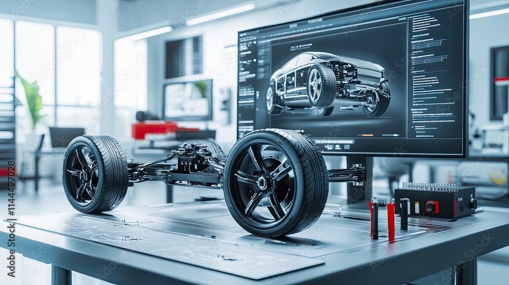 Fototapeta premium Precision Engineered: A Glimpse into the Future of Automotive Manufacturing