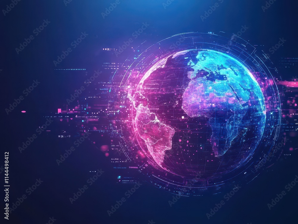 A glowing watercolor planet Earth, surrounded by virtual reality elements, holograms, and AIdriven business innovations A glowing watercolor planet Earth, surrounded by virtual reality elements, holograms, and AIdriven business innovations