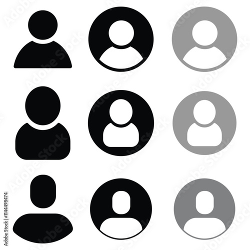 User profile icon set. Profile, people silhouette, person, avatar, sign up button vector collection.