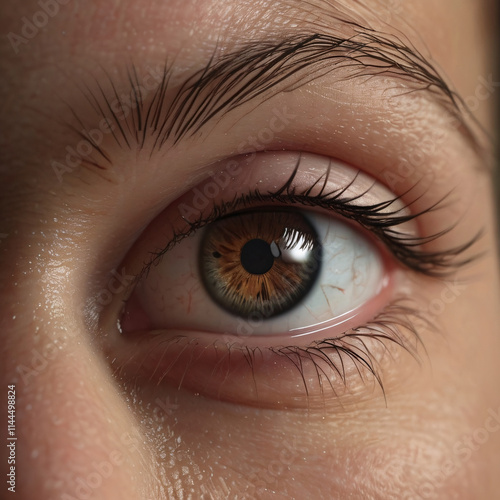 Hazel eye closeup photo of a female face, single person
