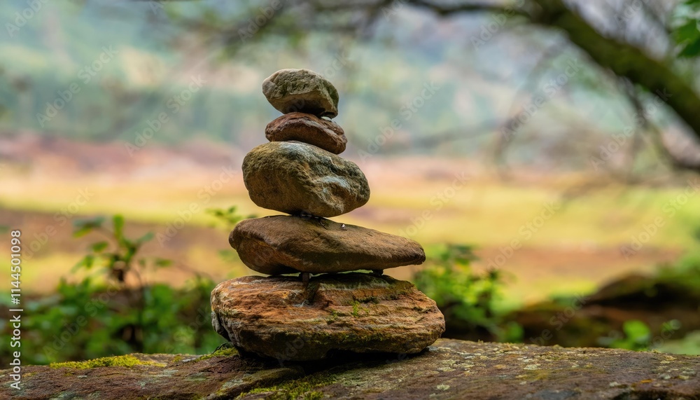 A stack of rocks or a balanced stack of objects, symbolizing stability, harmony, and equilibrium A stack of rocks or a balanced stack of objects, symbolizing stability, harmony, and equilibrium