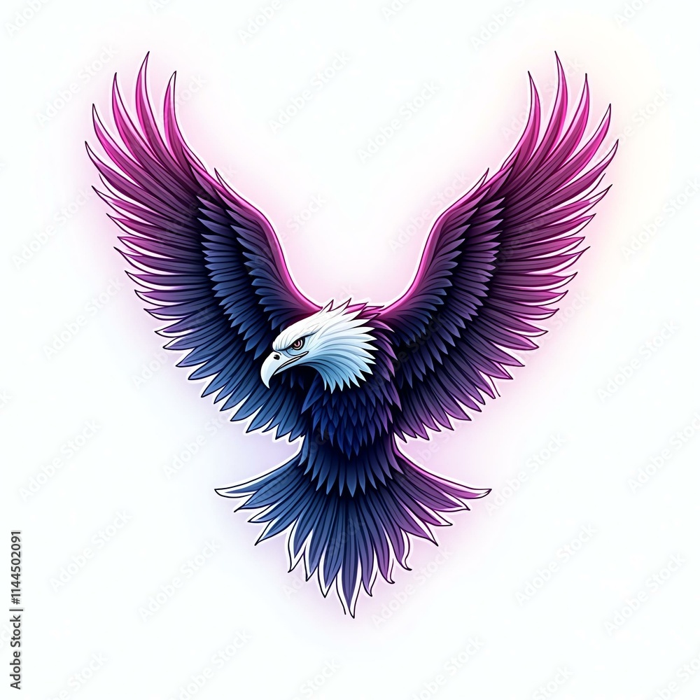 Fototapeta premium A stunning eagle head icon in neon line background