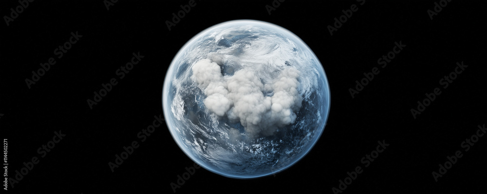 Obraz premium A visual of Earth with its atmosphere bubbling or boiling, with clouds turning into thick steam due to rising temperatures.