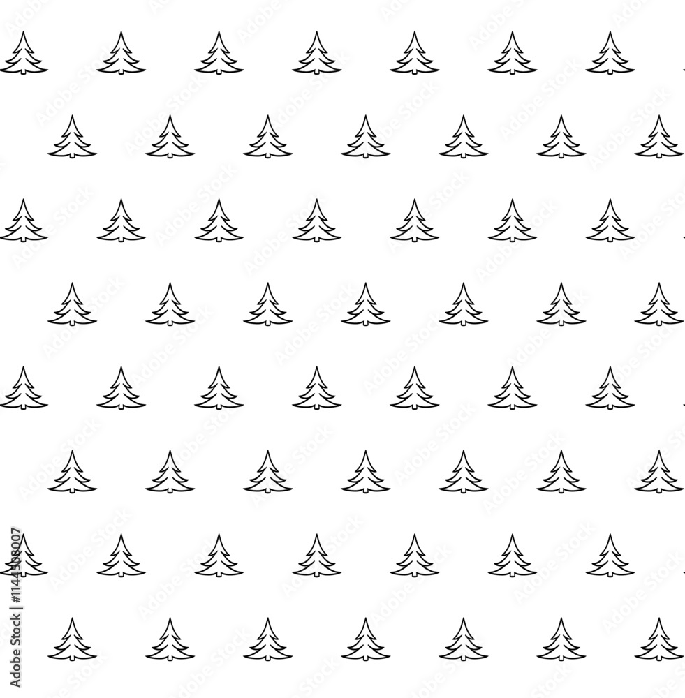 Naklejka premium pine tree graphic line art vector white background eps file seamless pattern