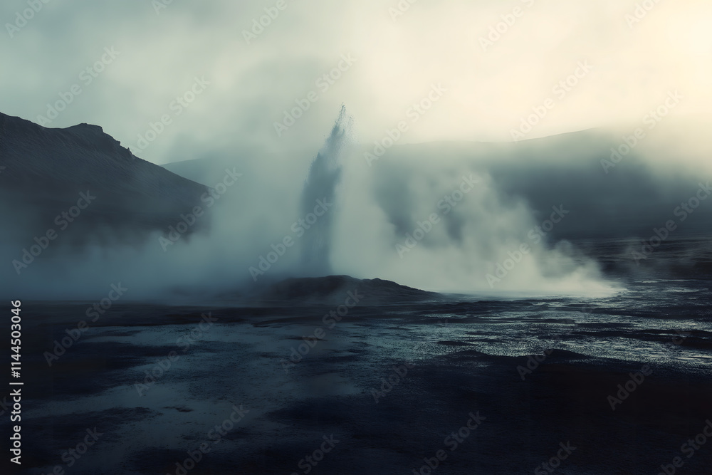 A dramatic mountain landscape with fog rolling over rocky cliffs and dense forest below A dramatic mountain landscape with fog rolling over rocky cliffs and dense forest below