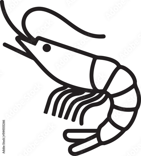 shrimp line art vector , shrimp silhouette vector, Sea lobster
