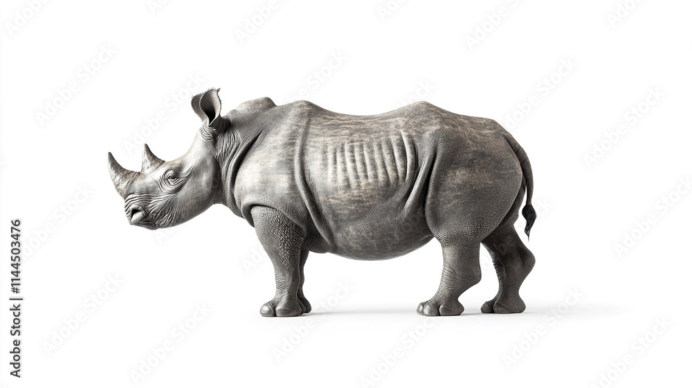 rhinoceros standing isolated on a white background rhinoceros standing isolated on a white background