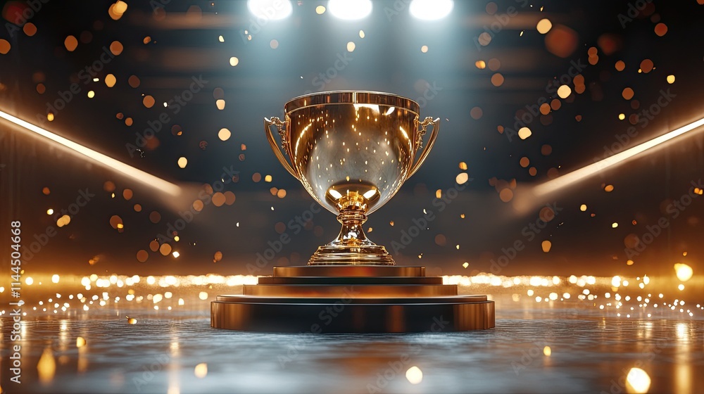 A transparent background with a gold cup standing on a platform A transparent background with a gold cup standing on a platform