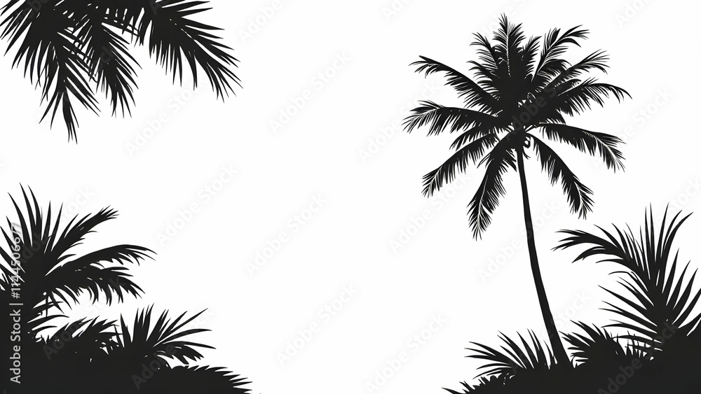 Fototapeta premium Coconut tree silhouette border