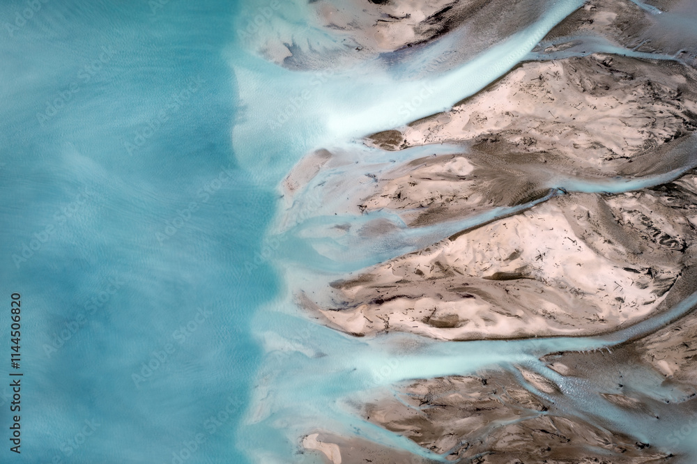 Glacier River Aerial Top Down