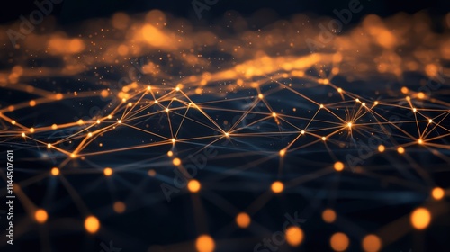 Abstract Network Connection Glowing Nodes and Lines.