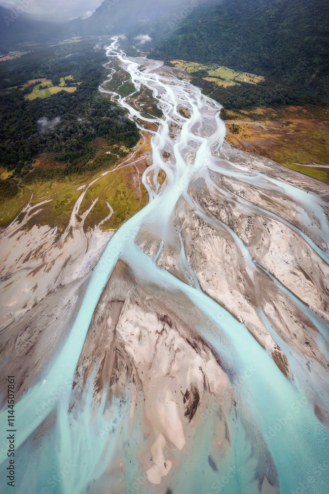 Glacier River Aerial Top Down