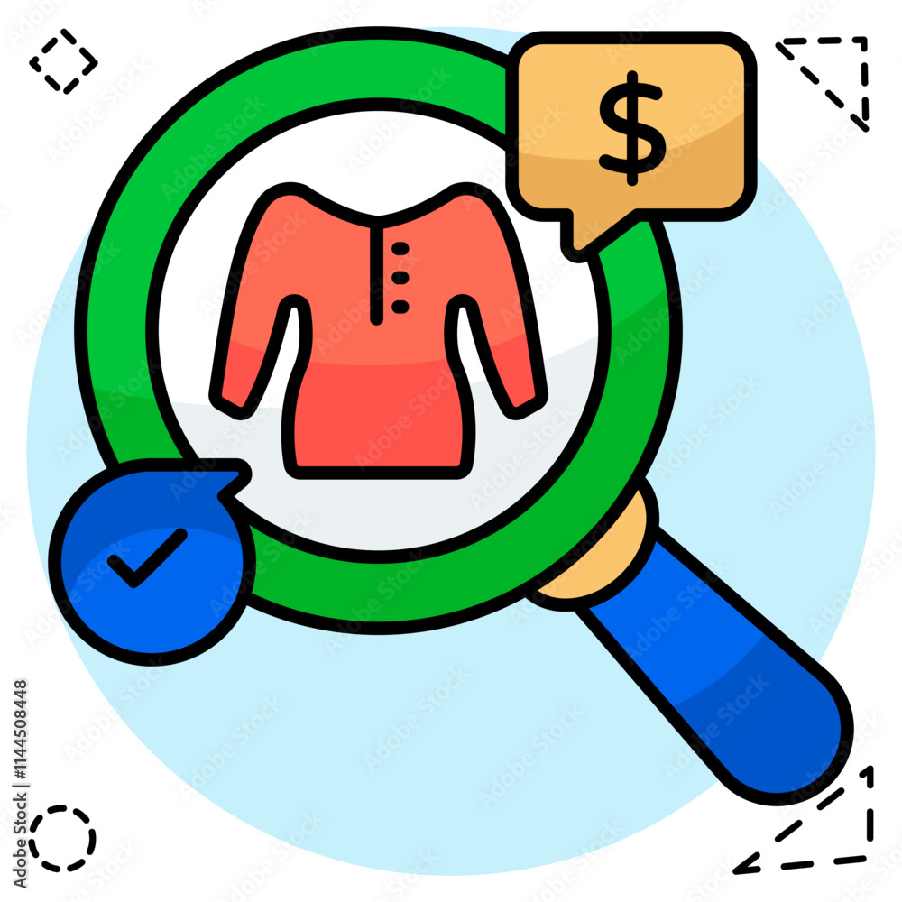 A flat design icon of search dress A flat design icon of search dress