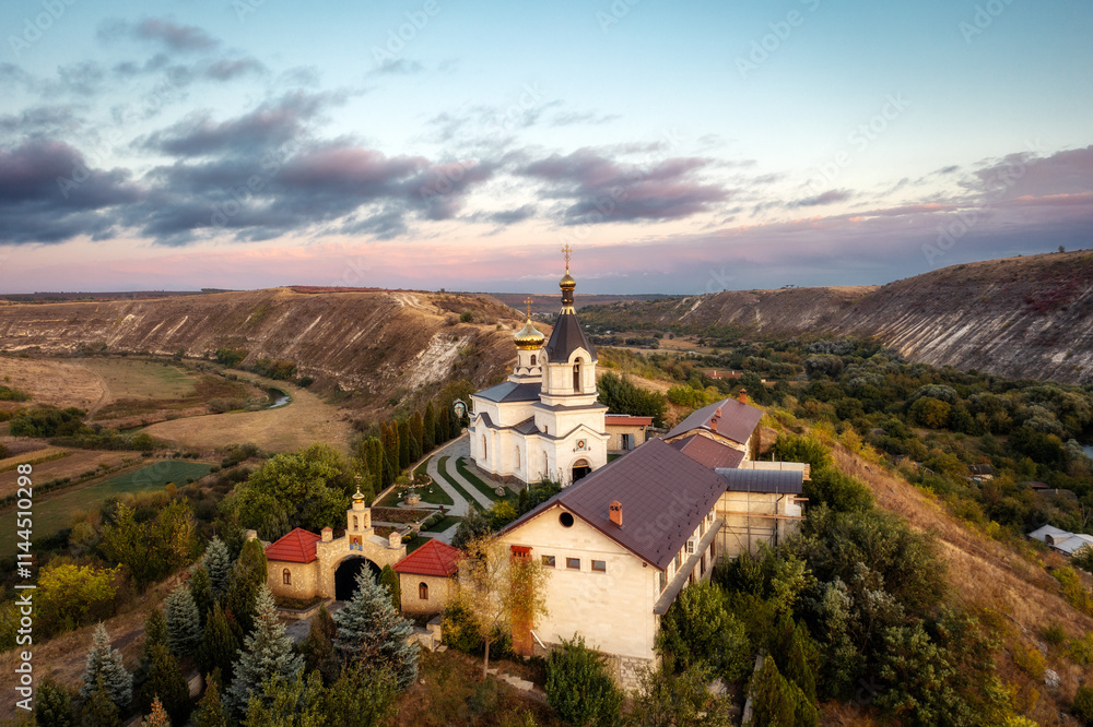 Old Orhei Monastery during Sunrise in Moldova, October 2023