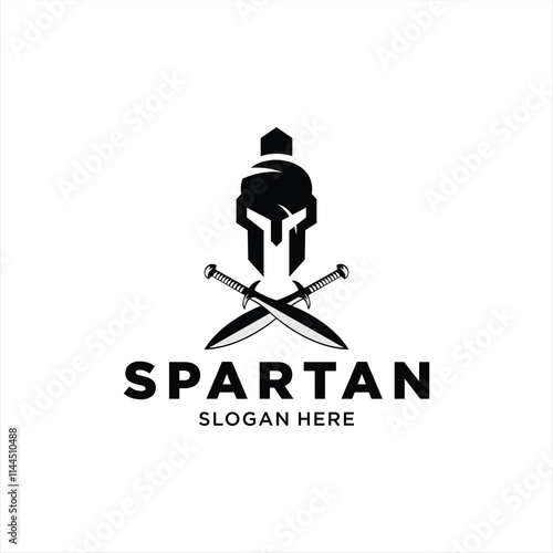 strong and elegant spartan helmet logo