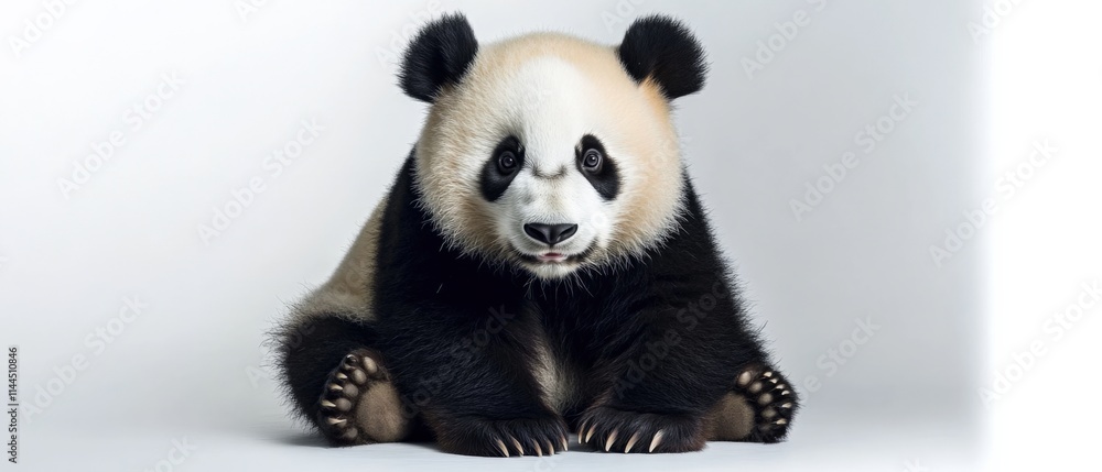 Naklejka premium A panda sitting on a white background