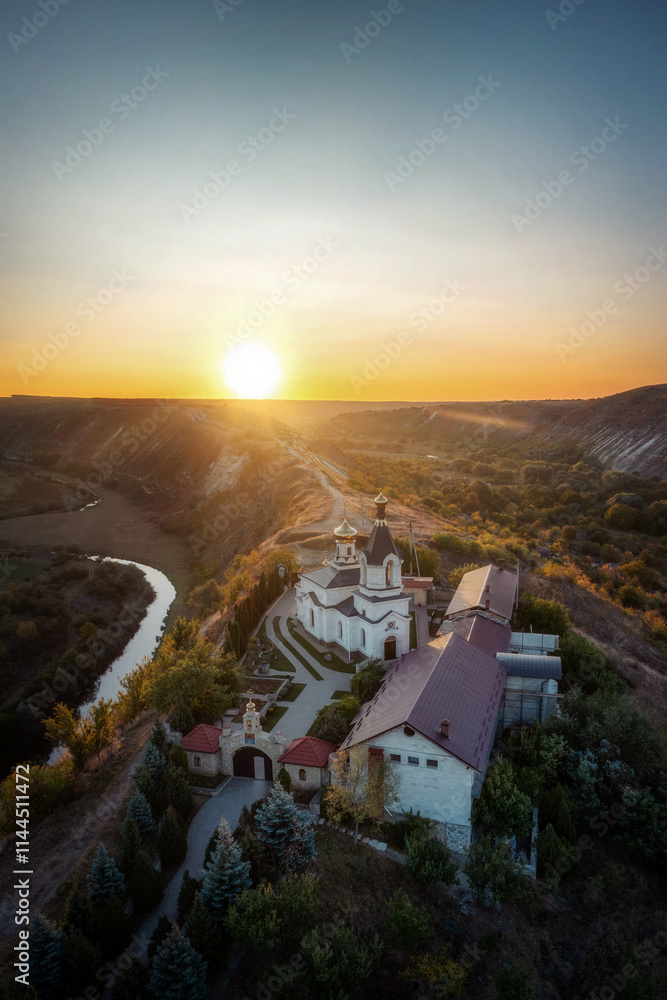 Old Orhei Monastery during Sunrise in Moldova, October 2023