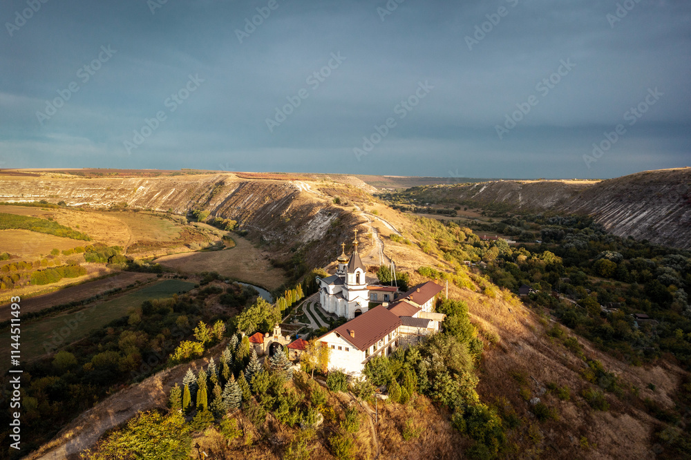 Old Orhei Monastery during Sunrise in Moldova, October 2023