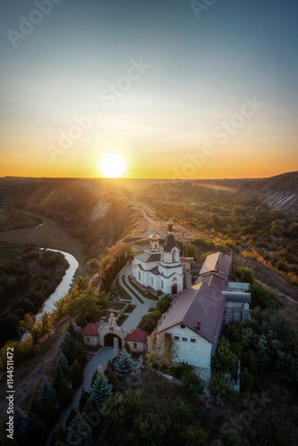 Obraz na płótnie Old Orhei Monastery during Sunrise in Moldova, October 2023 w salonie