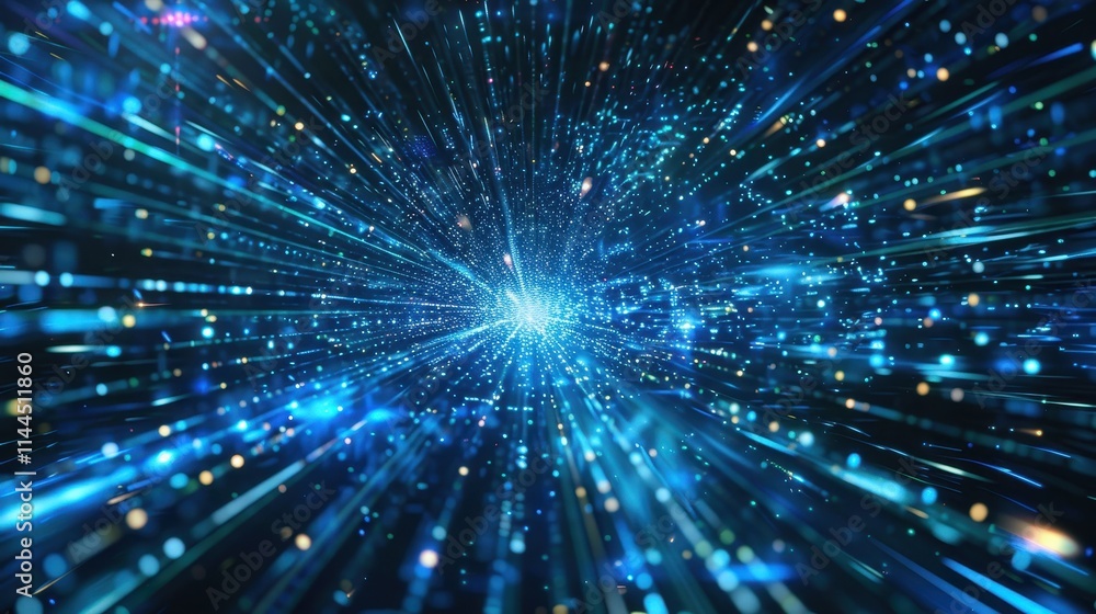 Abstract Blue Light Streaks, Dynamic Energy, Futuristic Technology Background. Abstract Blue Light Streaks, Dynamic Energy, Futuristic Technology Background.