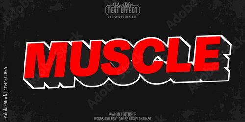 Muscle editable text effect, customizable red and strong 3d font style