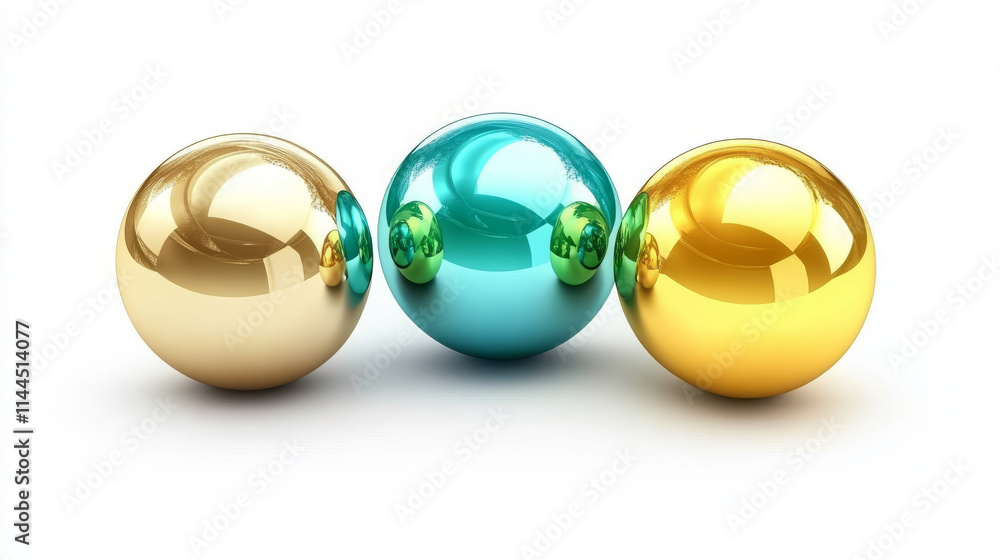Abstract 3d balls, decorative decorated spheres on white background. Gold, yellow, green and blue shiny orbs with ornament and light reflection. Graphic design elements, Realistic vector illustration Abstract 3d balls, decorative decorated spheres on white background. Gold, yellow, green and blue shiny orbs with ornament and light reflection. Graphic design elements, Realistic vector illustration
