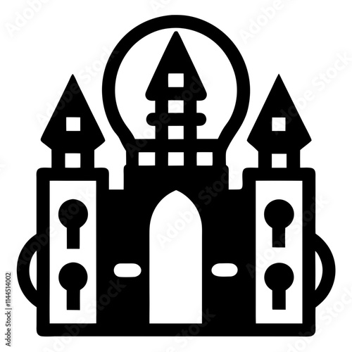 A castle door knockers silhouette,line art vector icon illustration,door,castle,house on white background.