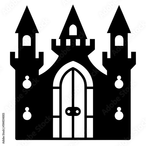 A castle door knockers silhouette,line art vector icon illustration,door,castle,house on white background.