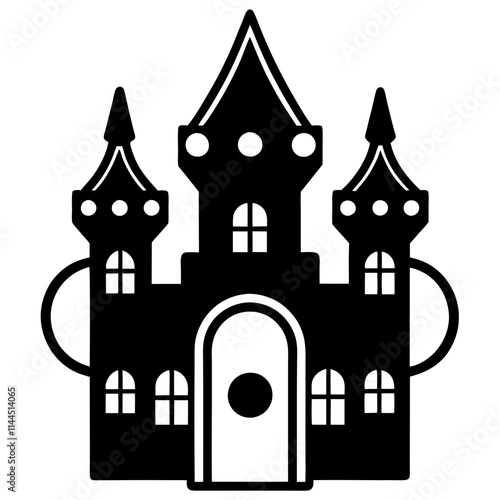 A castle door knockers silhouette,line art vector icon illustration,door,castle,house on white background.