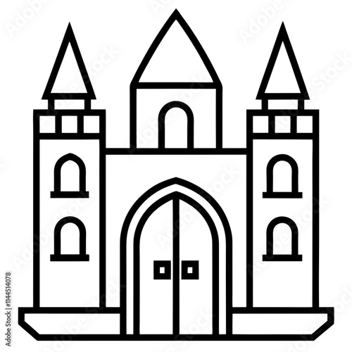 A castle door knockers silhouette,line art vector icon illustration,door,castle,house on white background.