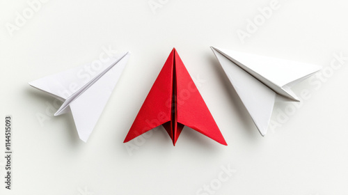 Free Download Leadership and Direction, red paper plane stands out among two white paper planes, symbolizing creativity and uniqueness - GFXLoad