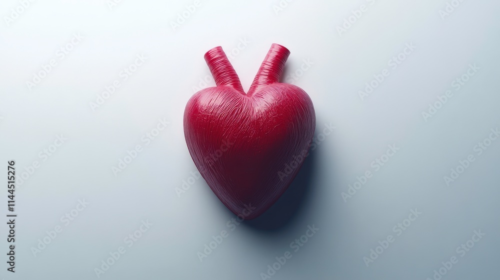 Three-Dimensional Heart Model with Tubes on Minimalist Background Representing Love, Health, and Medical Concepts for Creative Projects Three-Dimensional Heart Model with Tubes on Minimalist Background Representing Love, Health, and Medical Concepts for Creative Projects