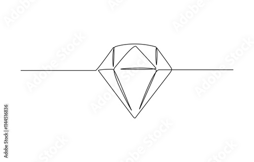 Continuous Line Drawing of Diamond Icon. Hand Drawn Symbol Vector Illustration, Continuous one line drawing of diamond gemstone. Precious diamond single line vector illustration.