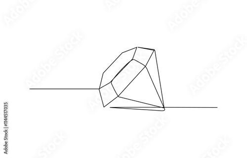 Continuous Line Drawing of Diamond Icon. Hand Drawn Symbol Vector Illustration, Continuous one line drawing of diamond gemstone. Precious diamond single line vector illustration.
