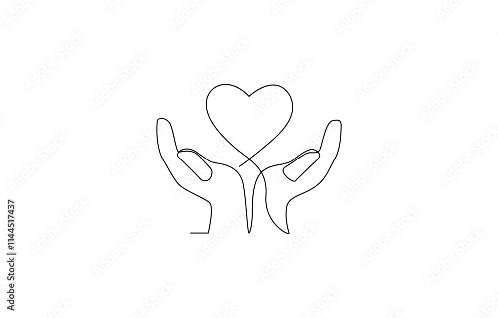 Hands holding heart continuous one line art drawing. Charity donation linear symbol, One continuous line drawing of hands holding heart. Concept of love relationship and volunteer organisation symbol. Hands holding heart continuous one line art drawing. Charity donation linear symbol, One continuous line drawing of hands holding heart. Concept of love relationship and volunteer organisation symbol.