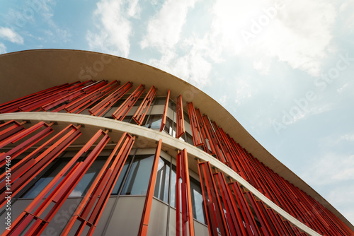 Obraz na płótnie Architecture Building in Zaragoza in Red w salonie