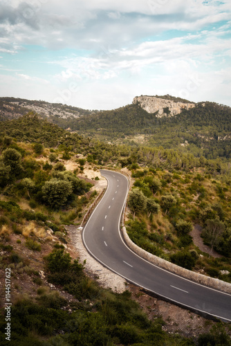 Obraz na płótnie Mountain Road and Ocean on Majorca Spain w salonie