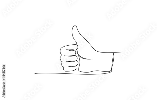 One continuous line drawing of like hand showing thumb up, Continuous line drawing of like icon. Thumb up in one line drawing. Vector illustration single line vector illustration.